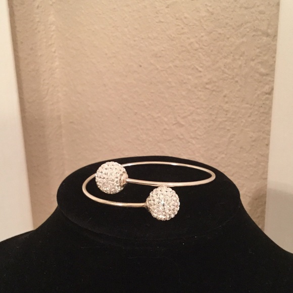 Sterling silver disco ball wrap bracelet.