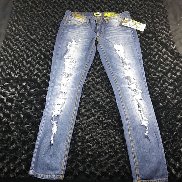 Indigo Rein Skinny Distressed Jeans