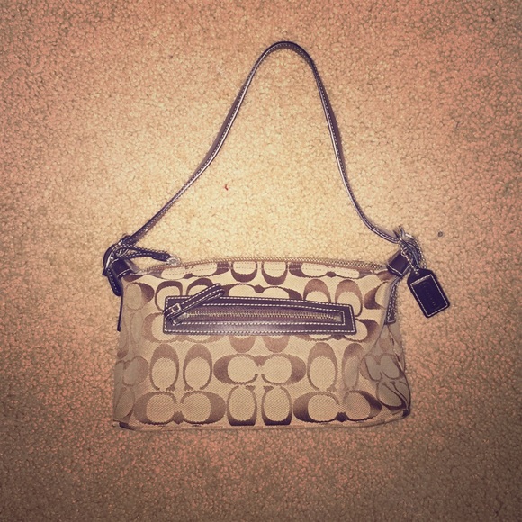 COACH brown/tan shoulder purse