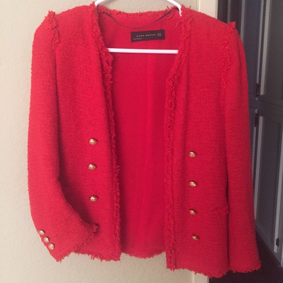 Red tweed Zara blazer