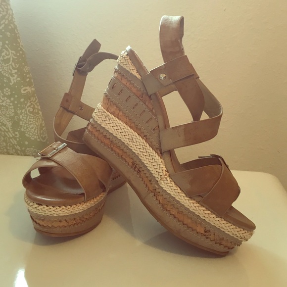 Not rated leather wedges, size 8