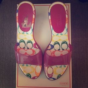 Coach Pink SIGNATURE Multi Color Heel Sandals
