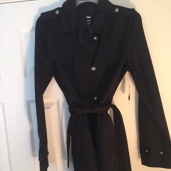 Gap black trench coat/raincoat Medium NWT