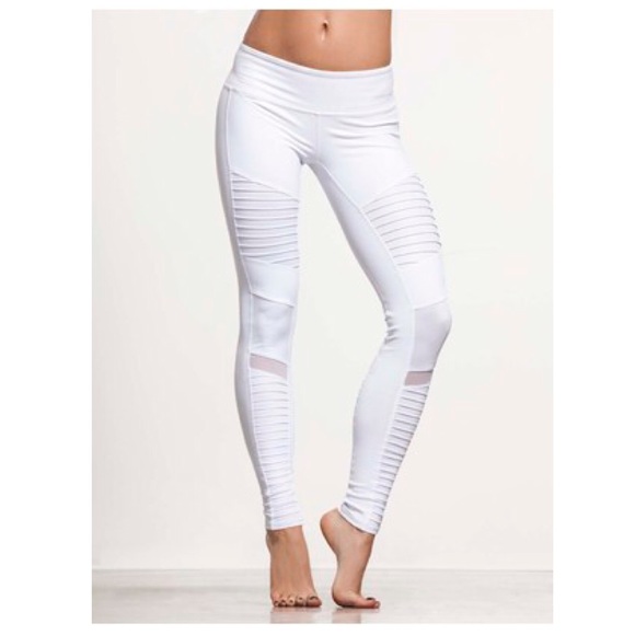 White moto leggings