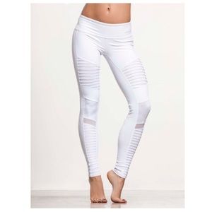 White moto leggings
