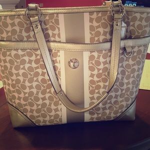 COACH Chelsea Gold Stripe Purse Tote Bag