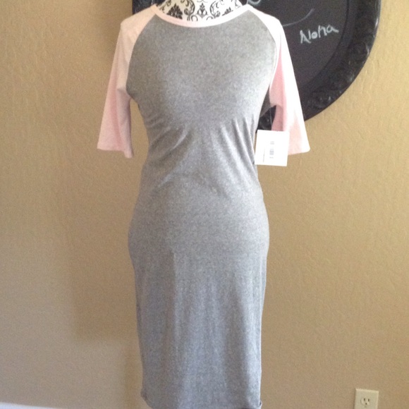 LuLaRoe Julia size M  in Gray and Pink NWT