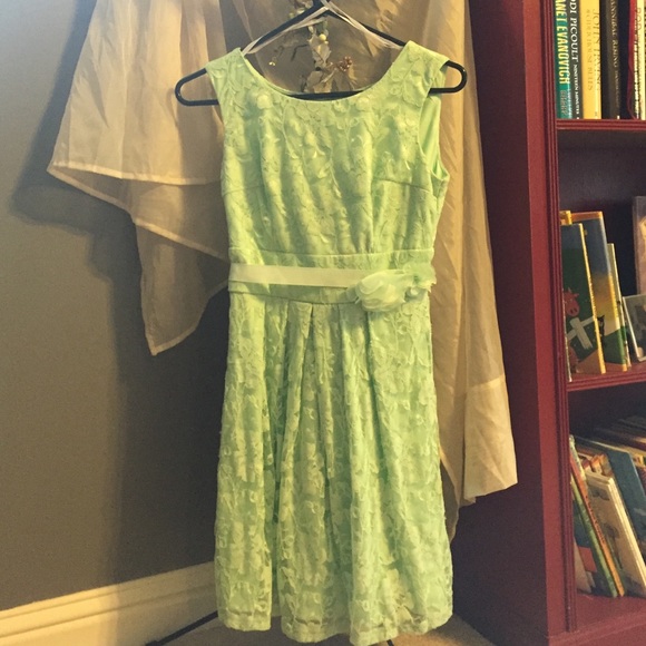 Green, formal lace dress