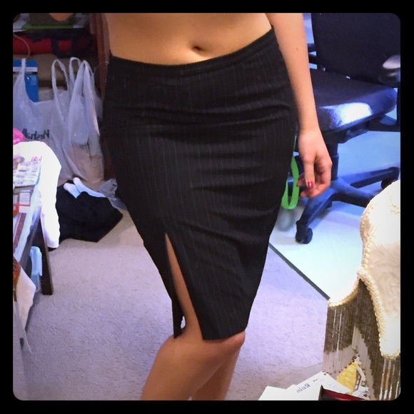 Michael Kors Dresses & Skirts - Classic side split charcoal pinstriped MK skirt