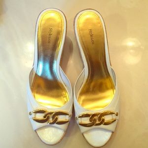 Style & Co. White Cork Bottomed Heels