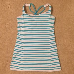 Lululemon White and Blue Striped Tank