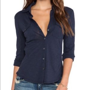 James Perse Navy Blue Button Down