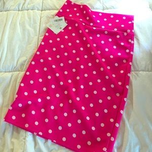 Lularoe medium Cassie hot pink with white dots