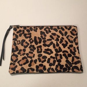 Faux leopard clutch