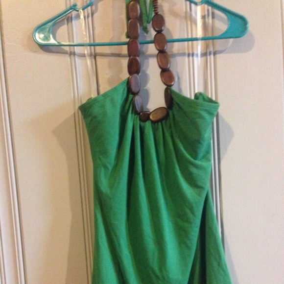 Green Beaded Halter Top
