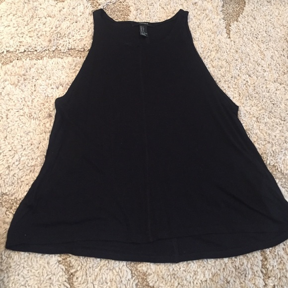 Black ribbed high neck flowy tank