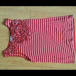 Liz Claiborne tank red striped with flower