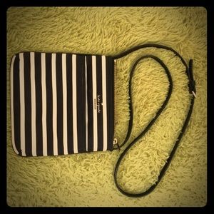 Kate Spade nylon crossbody bag black/white stripes