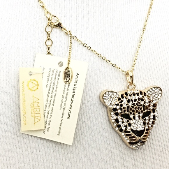 Amrita Singh Goldtone Embellished Panther Pendant - Picture 3 of 3
