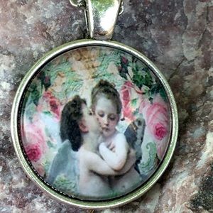 Angel babies glass pendant