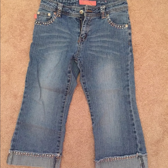 Jean capris with rhinestones!!