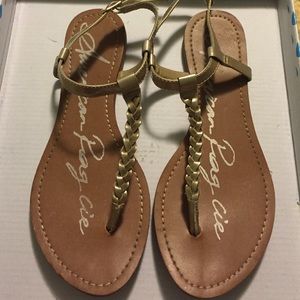 American rag sandals gold braid size 6 1/2