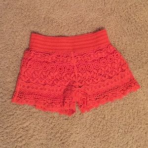 Pink lace shorts- juniors