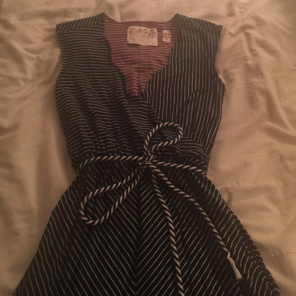 Trovata striped rope belt dress