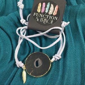 Agate wrap bracelet - blue strap