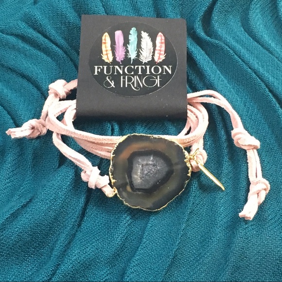 Agate wrap bracelet - pink strap - Picture 2 of 4