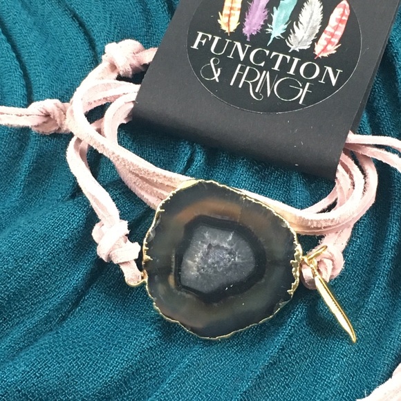 Agate wrap bracelet - pink strap - Picture 3 of 4