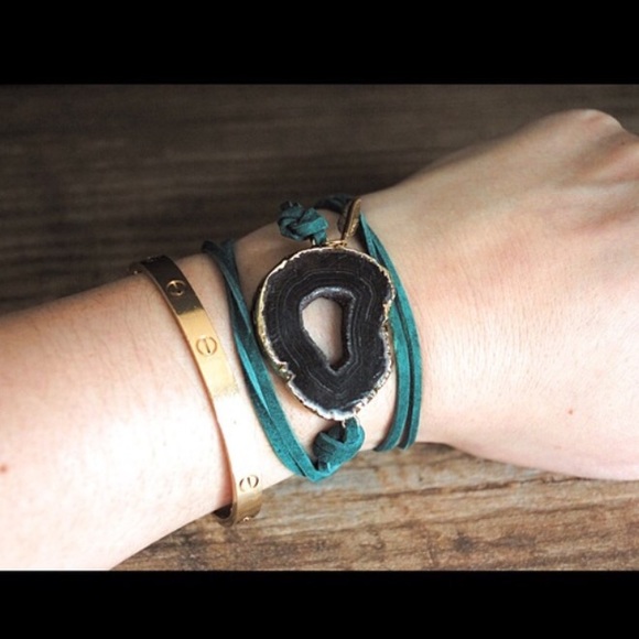 Agate wrap bracelet - pink strap - Picture 4 of 4