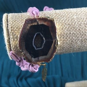 Agate wrap bracelet - light purple strap