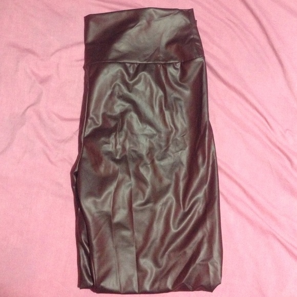 Maroon leather leggings