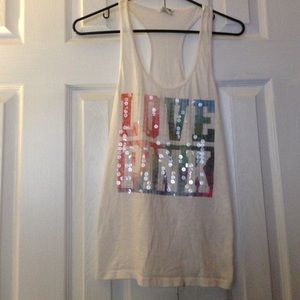 Clear sequined PINK tank top