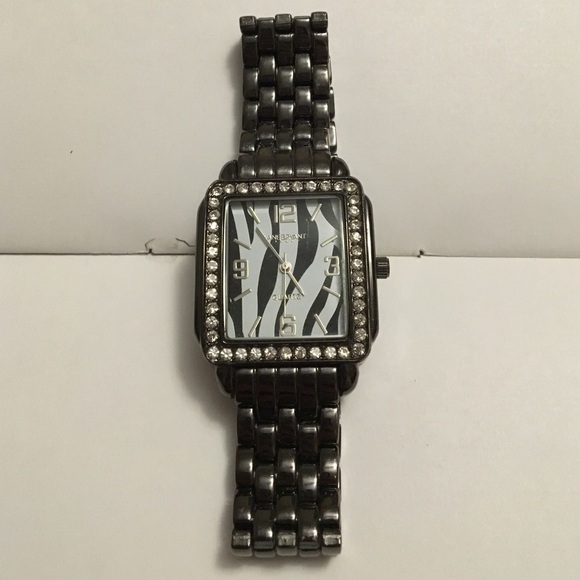 Grey Metallic Watch with Zebra Print