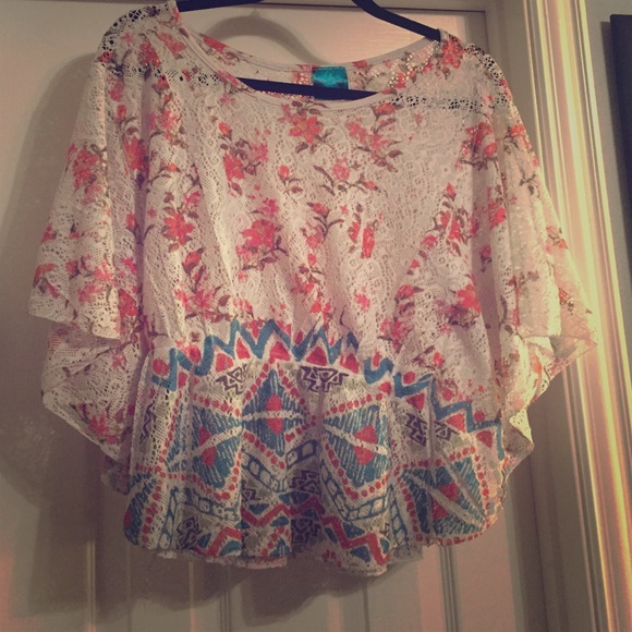 Boho Aztec lace top