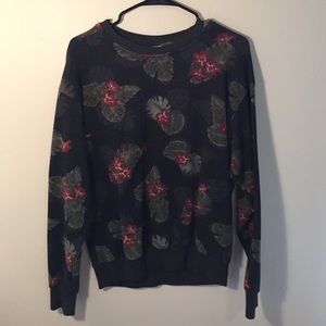 Hawaiian print crew neck sweatshirt