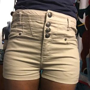 Khaki High Waisted Shorts