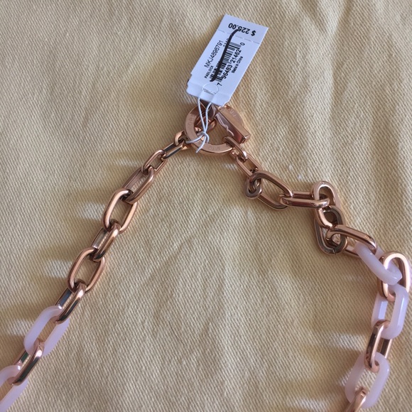 NWT Michael Kors Rose Gold & BlushPadlock Necklace - Picture 3 of 4