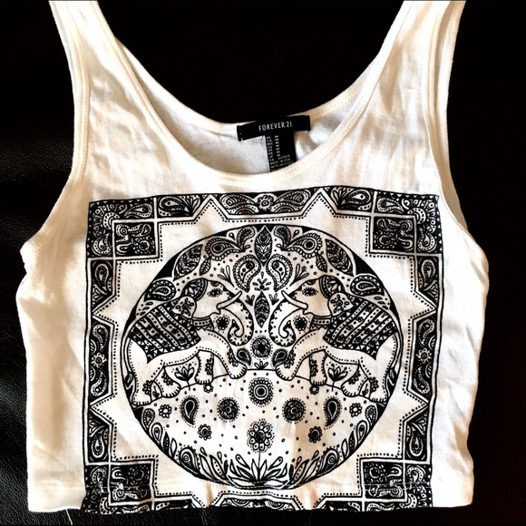 Tops - Trendy Elephant Boho Crop Tank Top