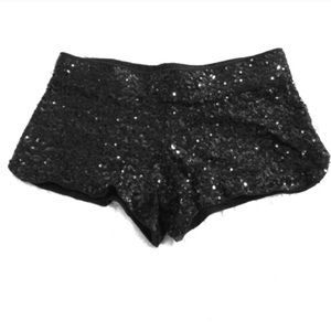 Black Sequin Shorts