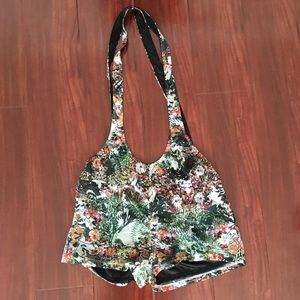 Floral Overall Shorts Size S