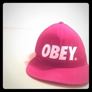 Red obey hat