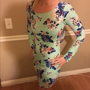 NWT Mint floral bodycon dress