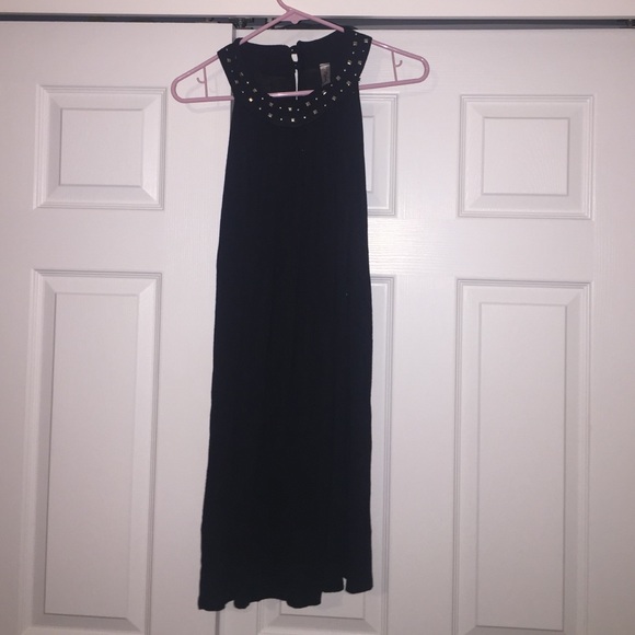 Black studded neck dress