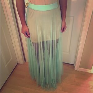 ASOS Medium Ultra Sheer Mint Maxi Skirt