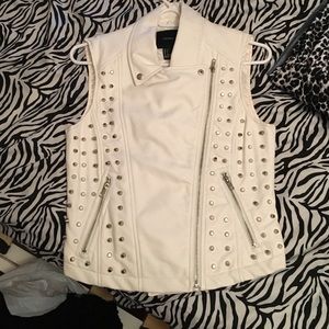Studded white leather vest