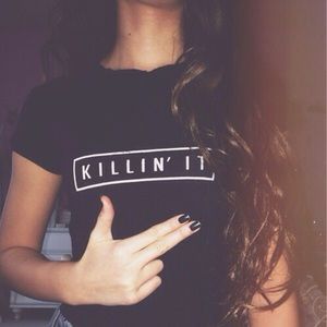 Brandy Melville black "KILLIN IT" crop top