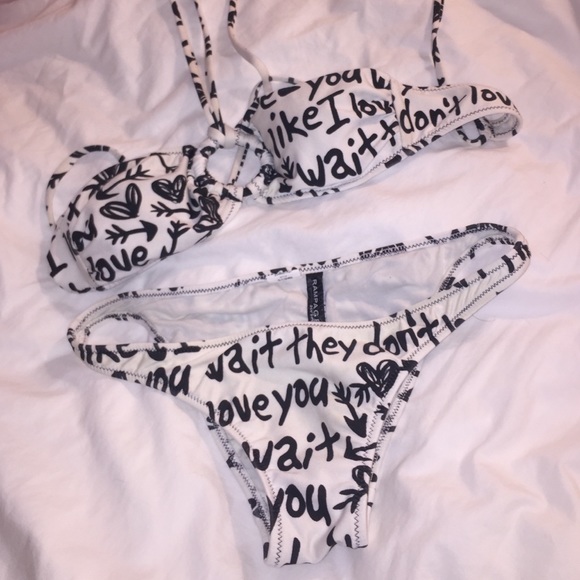 Black and white halter bikini